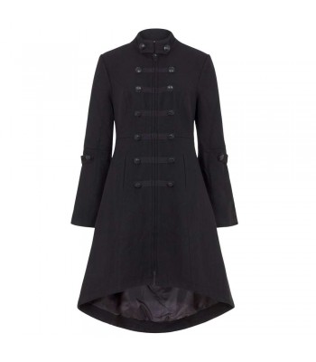 Women Military Style Coat Gothic Buttons Design Zipper Front Jacket Coat 